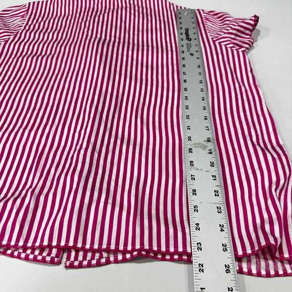 Delicates Top Women Plus 1X Pink White Striped Short Sleeve 100% Cotton Casual - Picture 4 of 7